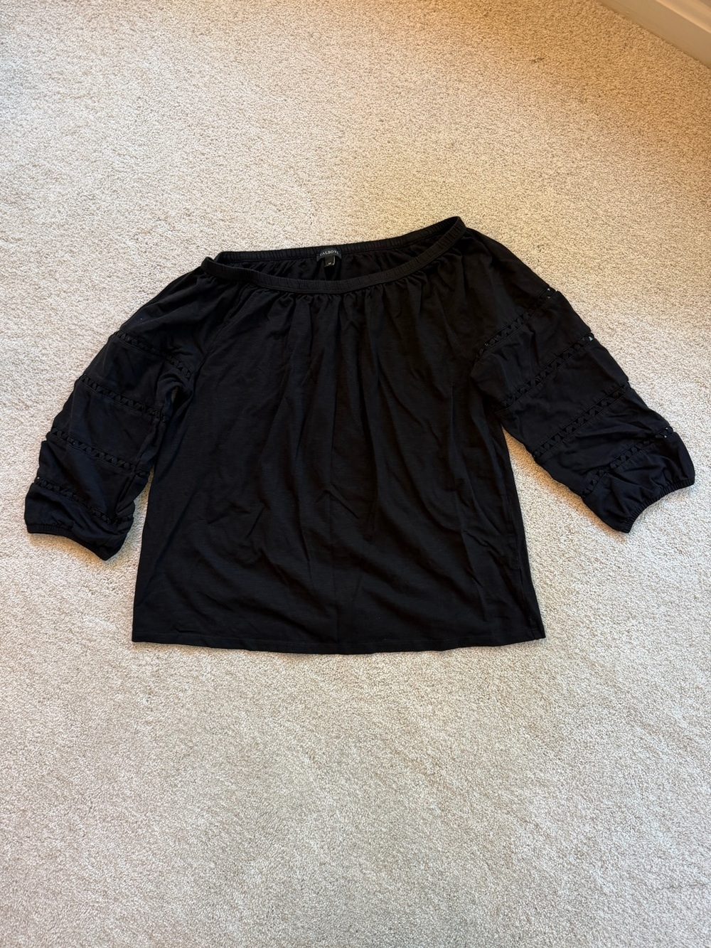 Talbots Black Three-Quarter Sleeve Top
